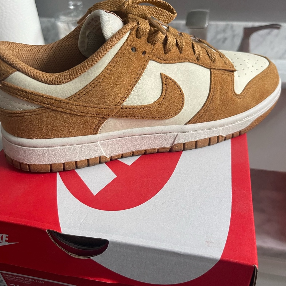 Nike Tan and Cream Sneakers with Iconic Dunk Silhouette